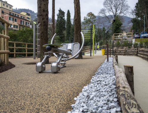 Rockolors decorative flowerbeds at the new Fitness Area inaugurated in Camogli (GE)